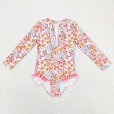 Floral Butterfly White Girls Swimsuits