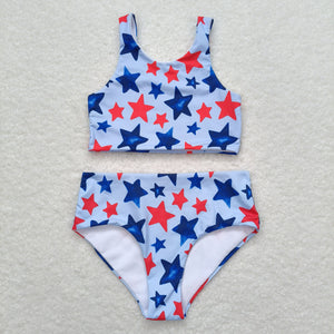 Stars Blue Girls 4th of July Swimsuits