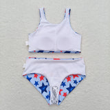 Stars Blue Girls 4th of July Swimsuits