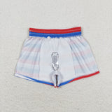 Blue White Red Stripe Boys 4th of July Swimming Trunks