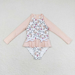 Watermelon Flamingo Light Girls Swimsuits