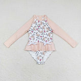 Watermelon Flamingo Light Girls Swimsuits