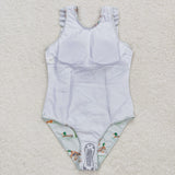 Duck Bluish-Green Girls Swimsuits