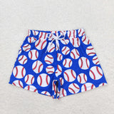 Baseball Blue Boys Swimming Trunks