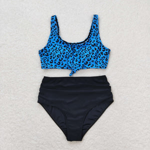 Leopard Print Blue Black Adult Swimsuits