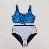 Leopard Print Blue Black Adult Swimsuits