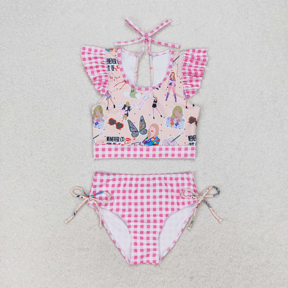 12-18M--14-16T Singer Pink Plaid Girls Swimsuits