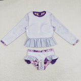 12-18M--14-16T Heart Singer Purple Ruffles Girls Swimsuits