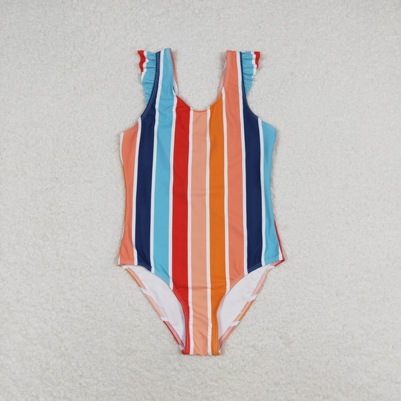 Colorful Stripe Girls Swimsuits