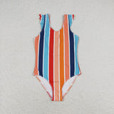 Colorful Stripe Girls Swimsuits