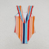Colorful Stripe Girls Swimsuits