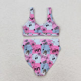 1989 Singer Rep Pink Blue Plaid Mommy & Me Adult Swimsuits