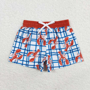 Crawfish Plaid Boys Swimming Trunks