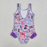 12-18M--14-16T 1989 Singer Purple Girls Swimsuits