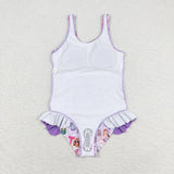 12-18M--14-16T 1989 Singer Purple Girls Swimsuits