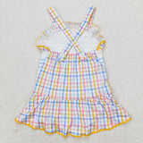Whale Colorful Plaid Girls Swimsuits