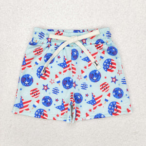 Smile Stars Blue Boys 4th of July Swimming Trunks