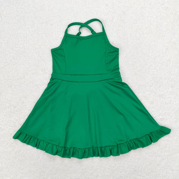 Solid Green Athletic Shorts Girls Swimsuits