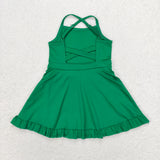 Solid Green Athletic Shorts Girls Swimsuits