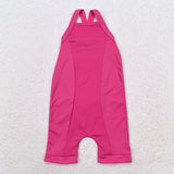 Solid Dark Pink Girls Athletic Jumpsuit