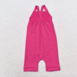 Solid Dark Pink Girls Athletic Jumpsuit
