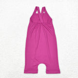 Solid Hot Pink Girls Athletic Jumpsuit