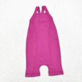 Solid Hot Pink Girls Athletic Jumpsuit
