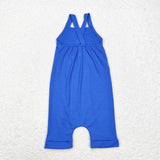 Solid Blue Girls Athletic Jumpsuit