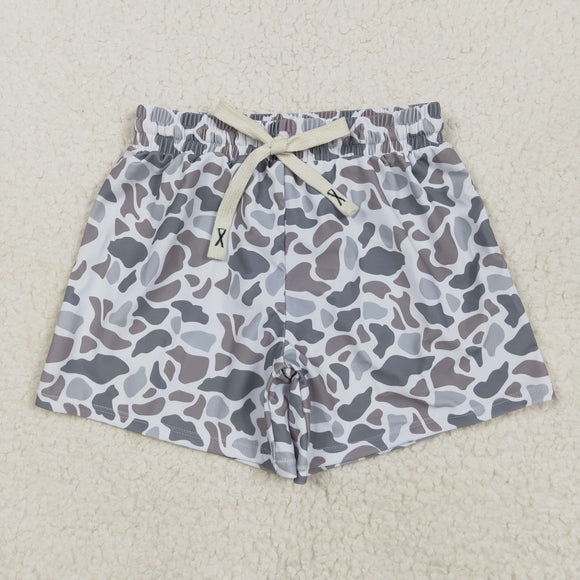 Brown Gray Camo Boys Swimming Trunks
