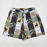 Adult Letters Deer Duck Plaid Men Swimming Trunks