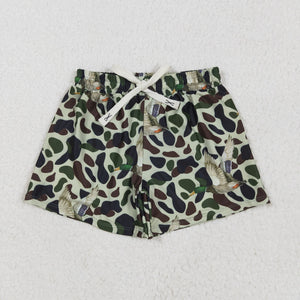 Kids Duck Camo Green Boys Swimming Trunks
