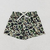 Kids Duck Camo Green Boys Swimming Trunks