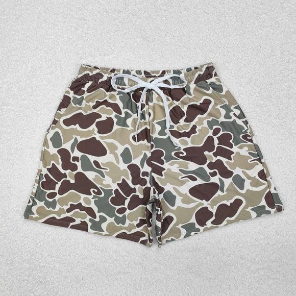 Adult Camo Brown Green Men Swimming Trunks