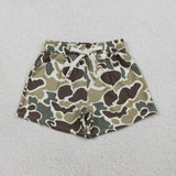 Kids Camo Brown Green Boys Swimming Trunks