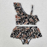 Camo Beige Girls Swimsuits