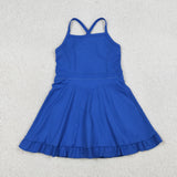 Solid Blue Athletic Shorts Girls Swimsuits
