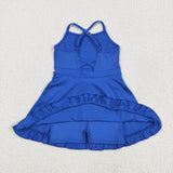 Solid Blue Athletic Shorts Girls Swimsuits