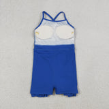 Solid Blue Athletic Shorts Girls Swimsuits