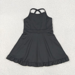 Solid Black Athletic Shorts Girls Swimsuits