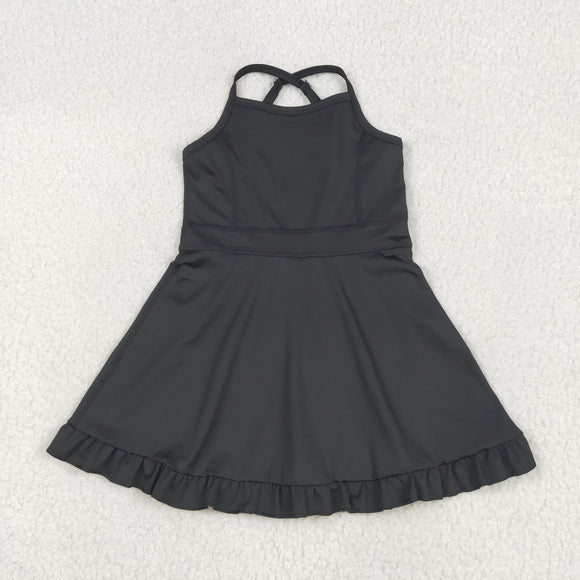 Solid Black Athletic Shorts Girls Swimsuits