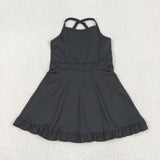 Solid Black Athletic Shorts Girls Swimsuits