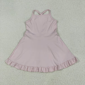 Solid Pink Athletic Shorts Girls Swimsuits