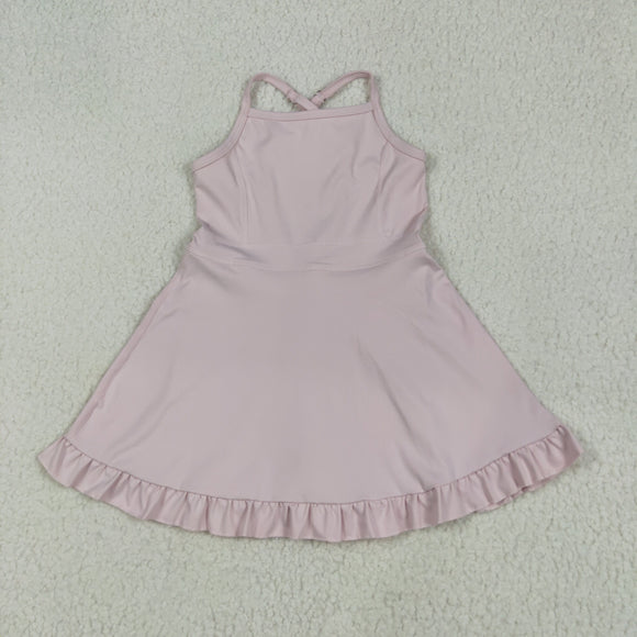 Solid Pink Athletic Shorts Girls Swimsuits