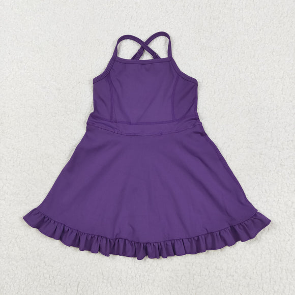 Solid Purple Athletic Shorts Girls Swimsuits