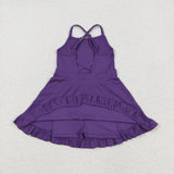 Solid Purple Athletic Shorts Girls Swimsuits