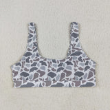 Gray Camo Adult Swimsuits-Top