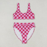 Hot Pink Plaid Adult Swimsuits