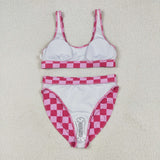 Hot Pink Plaid Adult Swimsuits