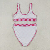 Hot Pink Plaid Adult Swimsuits