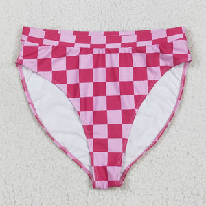 Hot Pink Plaid Adult Swimsuits-Bummie
